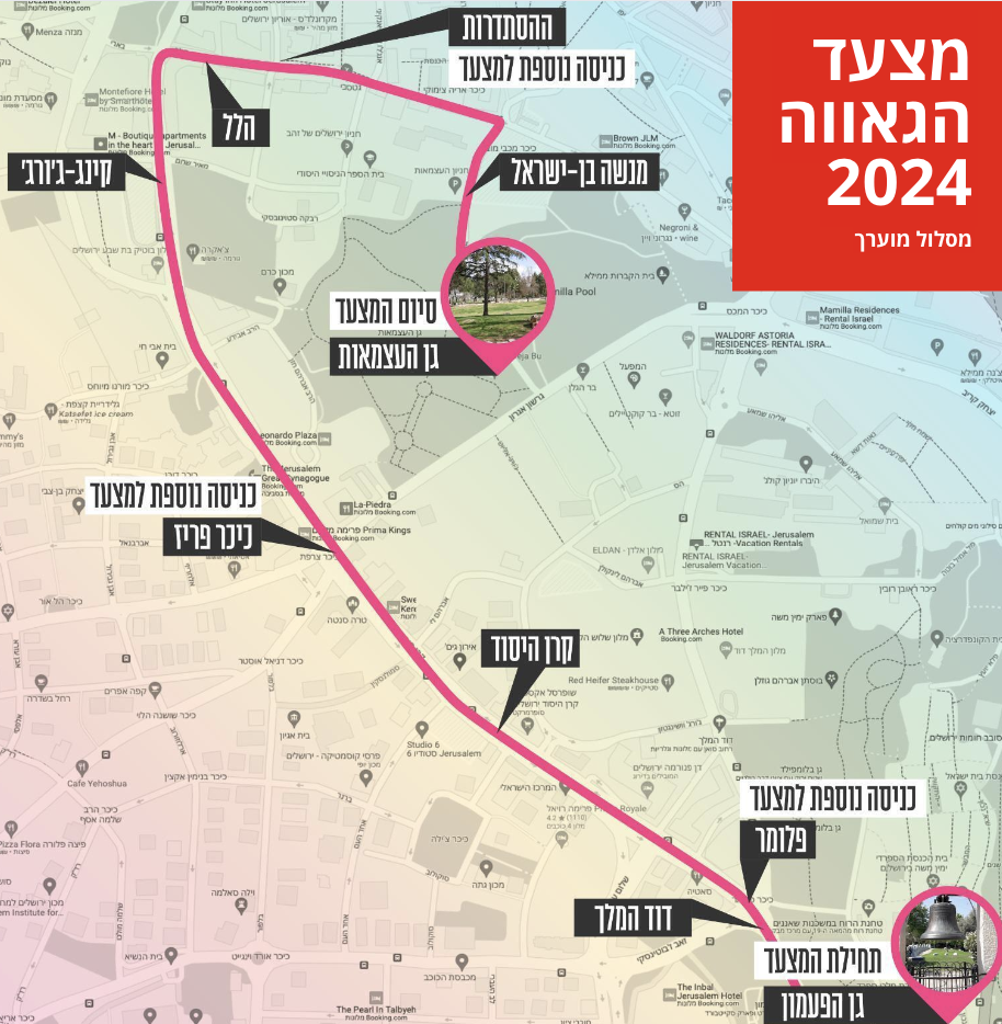 מסלול מצעד הגאווה בירושלים 2024