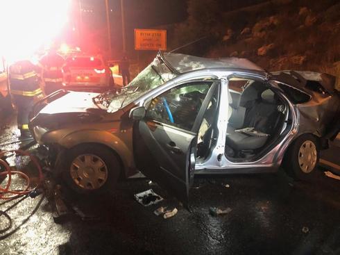 התאונה הקשה בכביש המנהרות. צילום: כבאות והצלה מחוז ירושלים